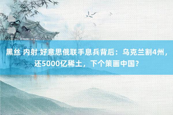 黑丝 内射 好意思俄联手息兵背后：乌克兰割4州，还5000亿稀土，下个策画中国？