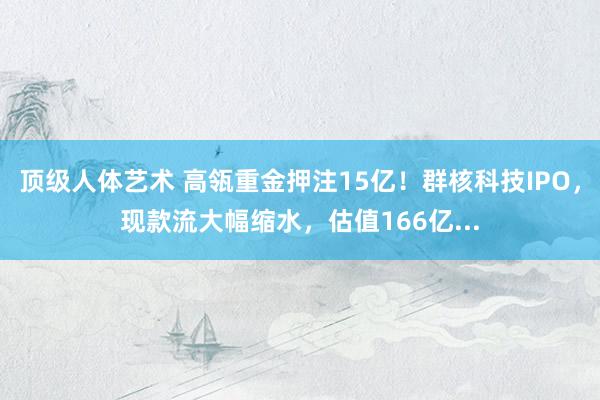顶级人体艺术 高瓴重金押注15亿！群核科技IPO，现款流大幅缩水，估值166亿...